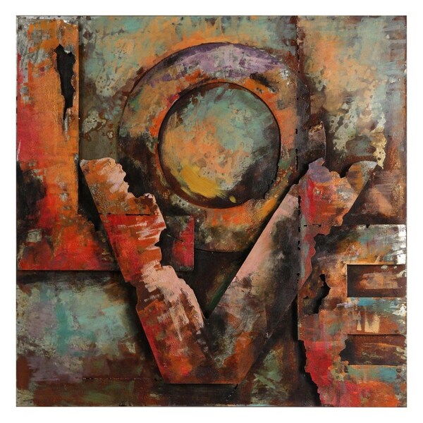 Empire Art Direct Primo Mixed Media Hand Painted Iron Wall Sculpture - Love - PMO-130212-3232