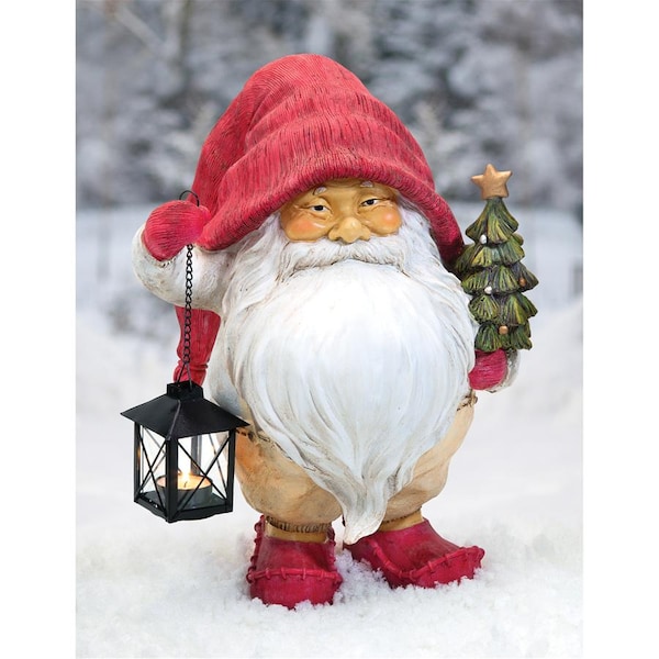 Design Toscano Lighting Santa's Path Whitey the Holiday Gnome Statue - JQ10101