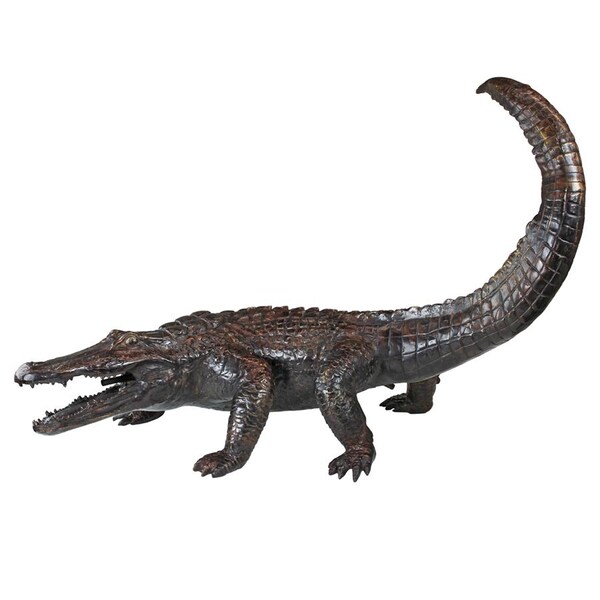 Design Toscano Gator on the Prowl: Spitting Bronze Alligator Garden Statue - SU1860