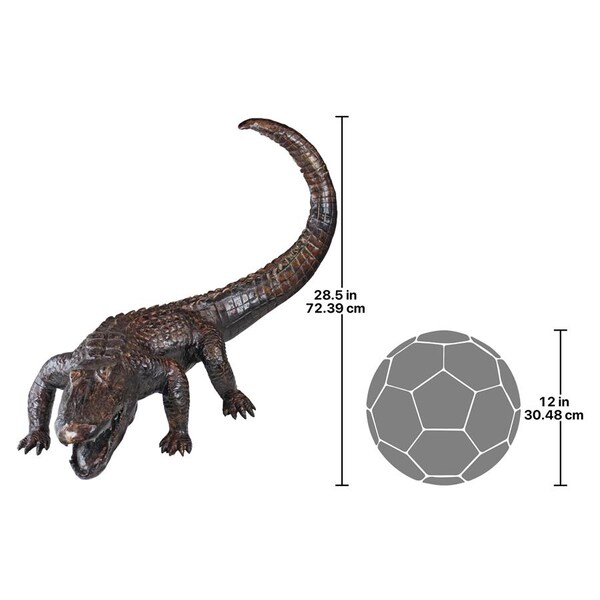 Design Toscano Gator on the Prowl: Spitting Bronze Alligator Garden Statue - SU1860