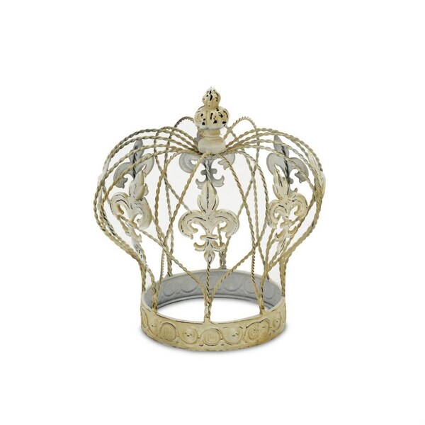 Homeroots 9.25 x 9.25 x 9.25 in. Vintage Look Fleur de Lis Gold Crown Sculpture - 399654