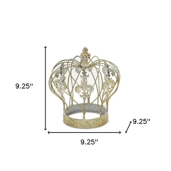 Homeroots 9.25 x 9.25 x 9.25 in. Vintage Look Fleur de Lis Gold Crown Sculpture - 399654