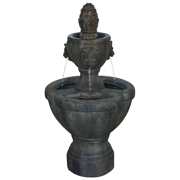 Pure Garden Outdoor Fountain with Lion Head Detail - 50-0005