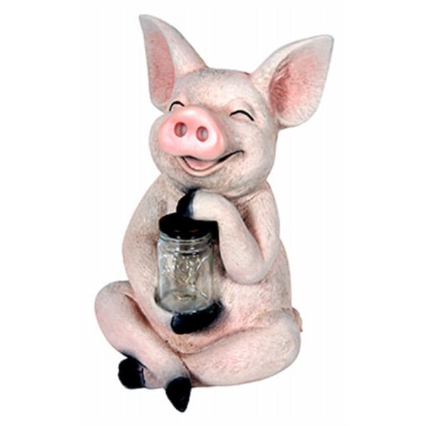 Terasu Garden Supplies Solar Pig with Firefly Jar Statue - TE2668770