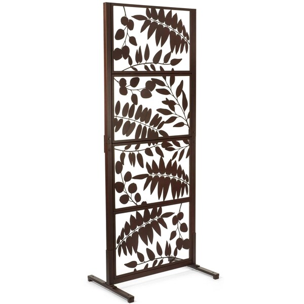 Ejoy 82'' x 32'' x 24'' Brown Decorative Metal Trellis Standing Panel Outdoor/Indoor - MT_TREELEAVES82X32X24INCH