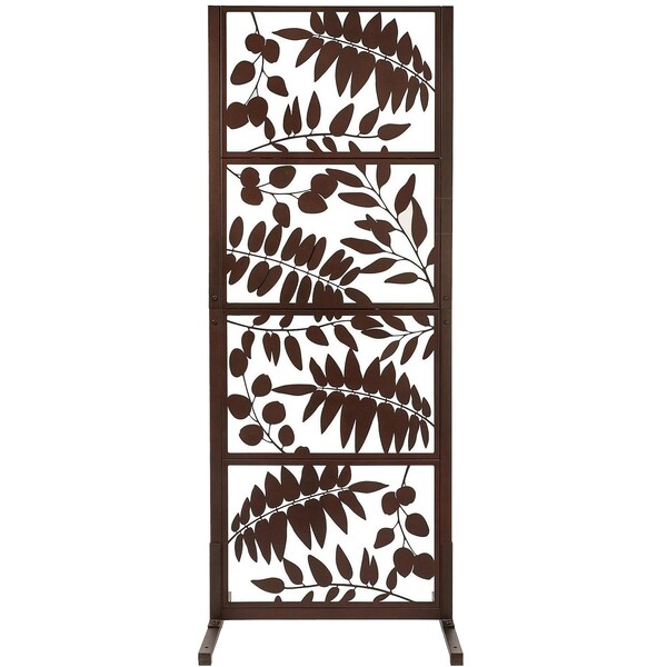 Ejoy 82'' x 32'' x 24'' Brown Decorative Metal Trellis Standing Panel Outdoor/Indoor - MT_TREELEAVES82X32X24INCH
