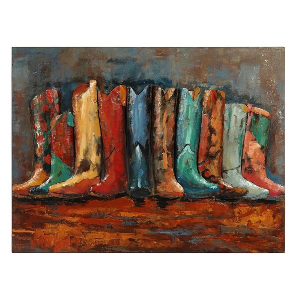 Solid Storage Supplies Primo Mixed Media Hand Painted Iron Wall Sculpture - Line Dance - SO2957040