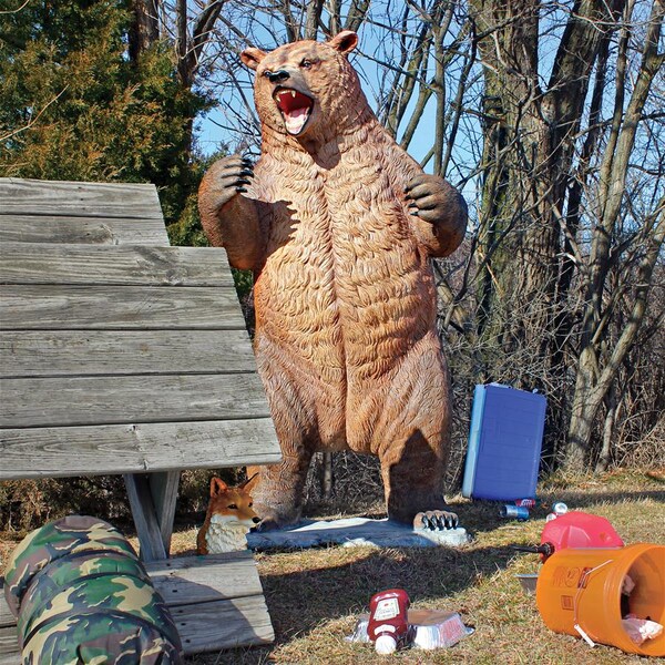 Design Toscano Growling Grizzly Bear Life-Size Statue - NE120049
