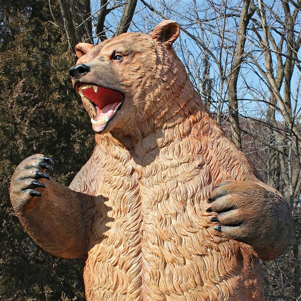Design Toscano Growling Grizzly Bear Life-Size Statue - NE120049