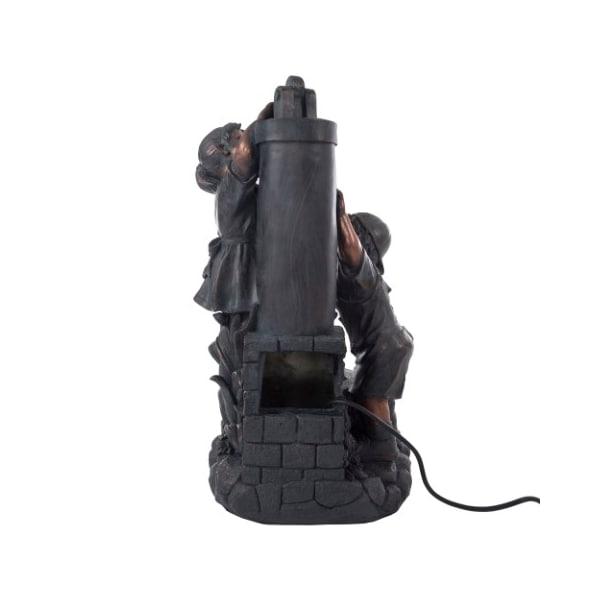Nature Spring Outdoor Water Fountain with Boy and Girl, Antique Bronze Design and Sound for Decor on Patio, Garden - 196232UQW