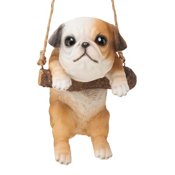 Design Toscano Bulldog Puppy on a Perch Hanging Dog Sculpture - JQ108052
