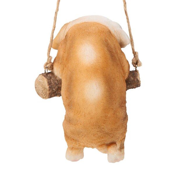 Design Toscano Bulldog Puppy on a Perch Hanging Dog Sculpture - JQ108052