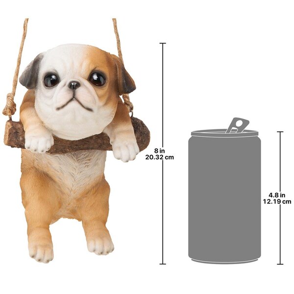 Design Toscano Bulldog Puppy on a Perch Hanging Dog Sculpture - JQ108052