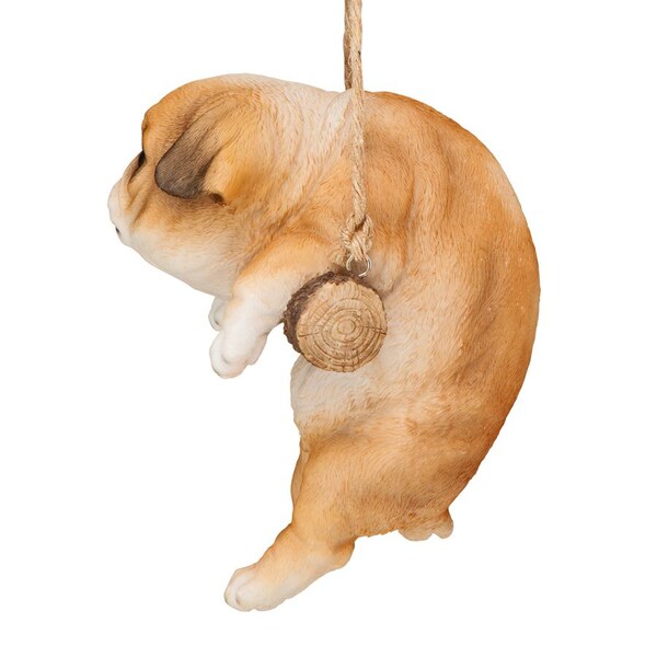 Design Toscano Bulldog Puppy on a Perch Hanging Dog Sculpture - JQ108052