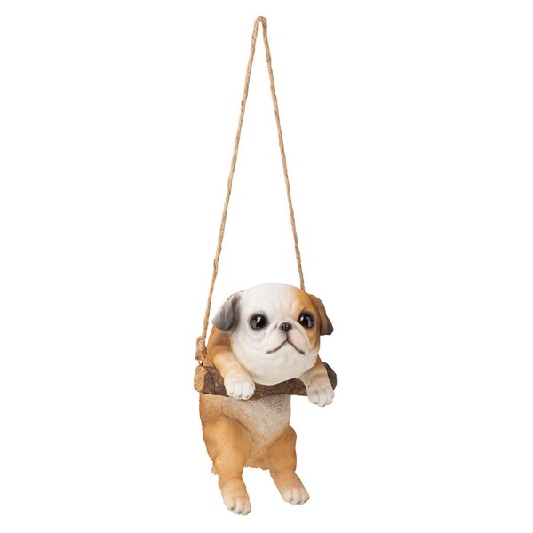 Design Toscano Bulldog Puppy on a Perch Hanging Dog Sculpture - JQ108052