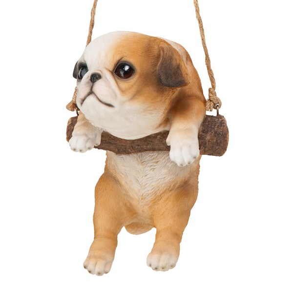 Design Toscano Bulldog Puppy on a Perch Hanging Dog Sculpture - JQ108052