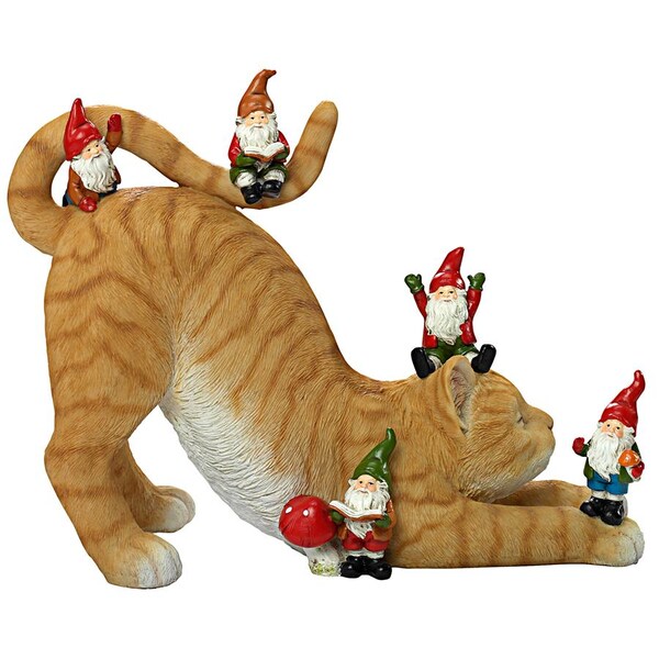 Design Toscano Catatonic Gnome Feline Frenzy Statue - HT542036