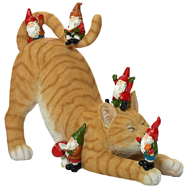 Design Toscano Catatonic Gnome Feline Frenzy Statue - HT542036