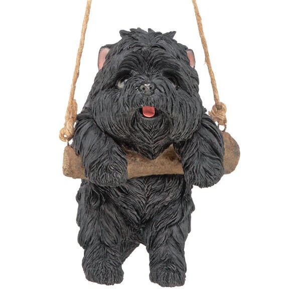 Design Toscano Black Westie Puppy on a Perch Hanging Dog Sculpture - JQ114242