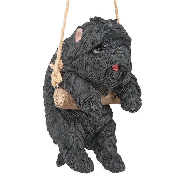Design Toscano Black Westie Puppy on a Perch Hanging Dog Sculpture - JQ114242