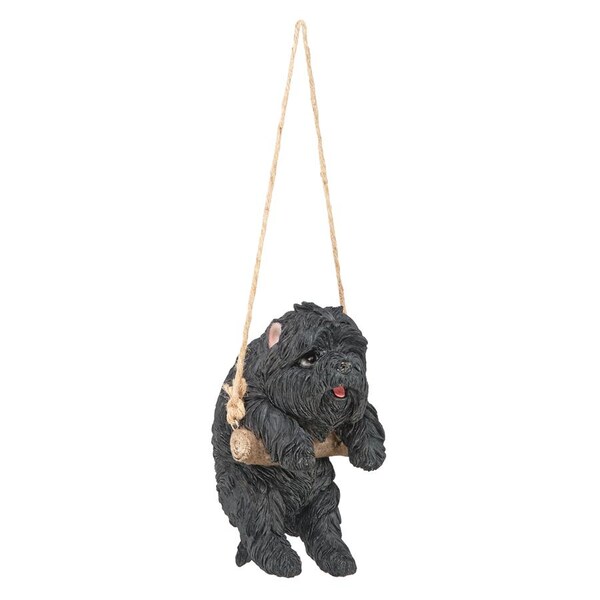 Design Toscano Black Westie Puppy on a Perch Hanging Dog Sculpture - JQ114242