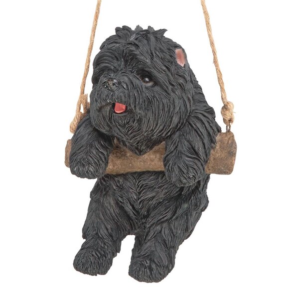 Design Toscano Black Westie Puppy on a Perch Hanging Dog Sculpture - JQ114242