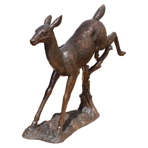 Design Toscano Leaping Deer Cast Bronze Garden Statue - AS25398