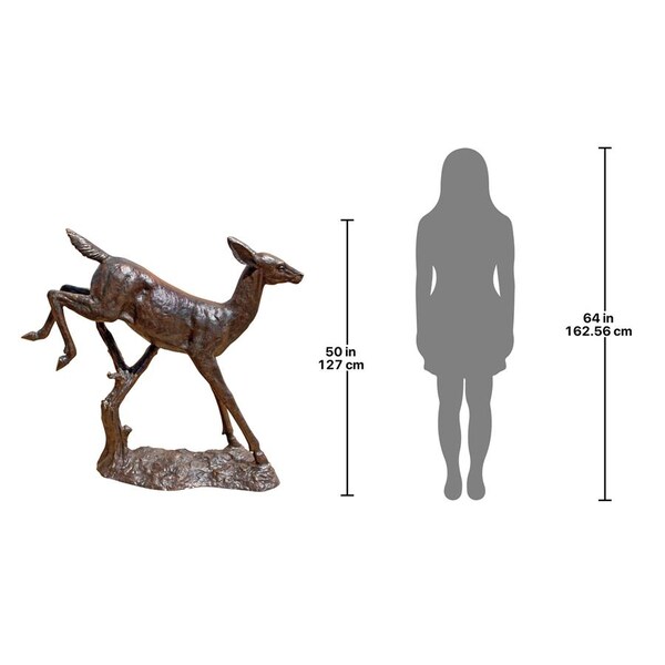 Design Toscano Leaping Deer Cast Bronze Garden Statue - AS25398