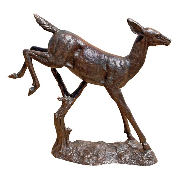 Design Toscano Leaping Deer Cast Bronze Garden Statue - AS25398