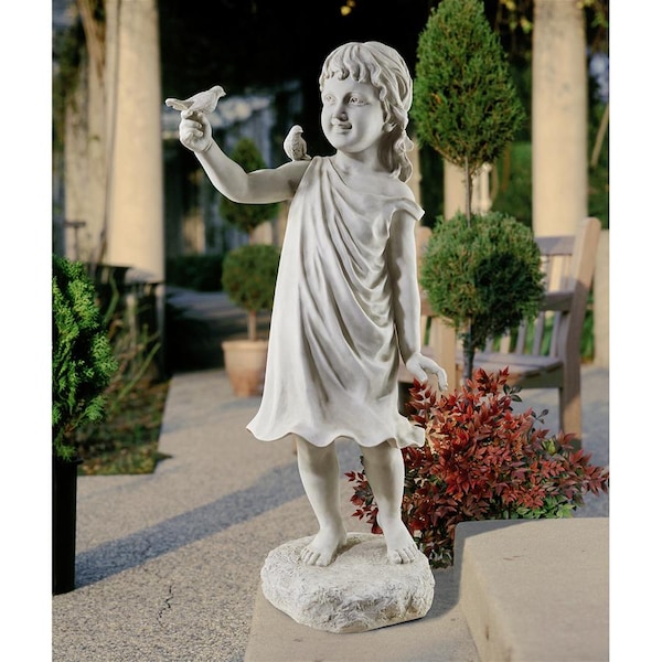 Design Toscano Mary Frances and her Feathered Friends Garden Girl Statue - KY1467
