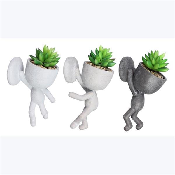Patio Trasero Resin Zen People Garden Plant Wall Mount, Assorted Color - 3 Assorted - PA3278407