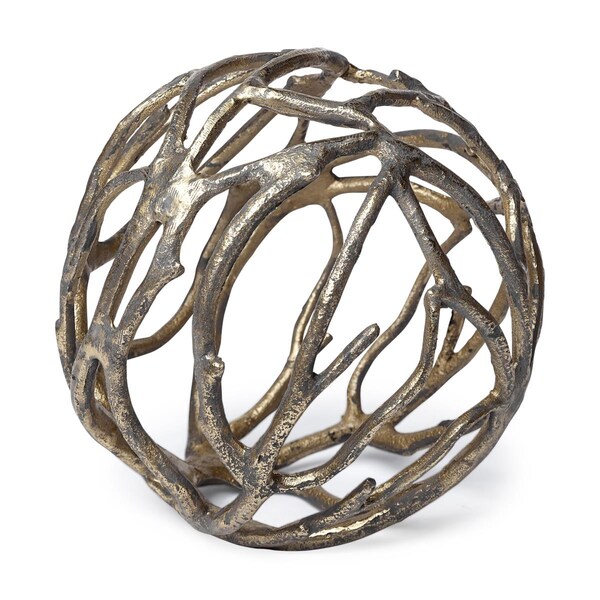 Palacedesigns 7 x 7 x 7 in. Gold Metal Tree Branch Sculpture - PA3098172