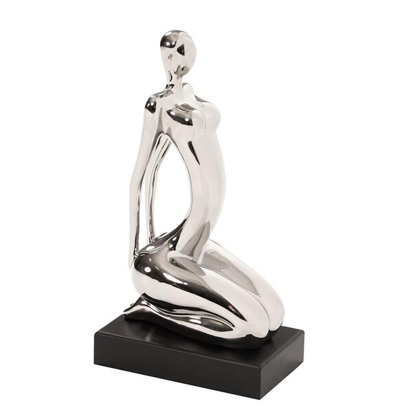 Palacedesigns Modern Ustrasana Yoga Sculpture, Metallic Silver & Black - PA3092074