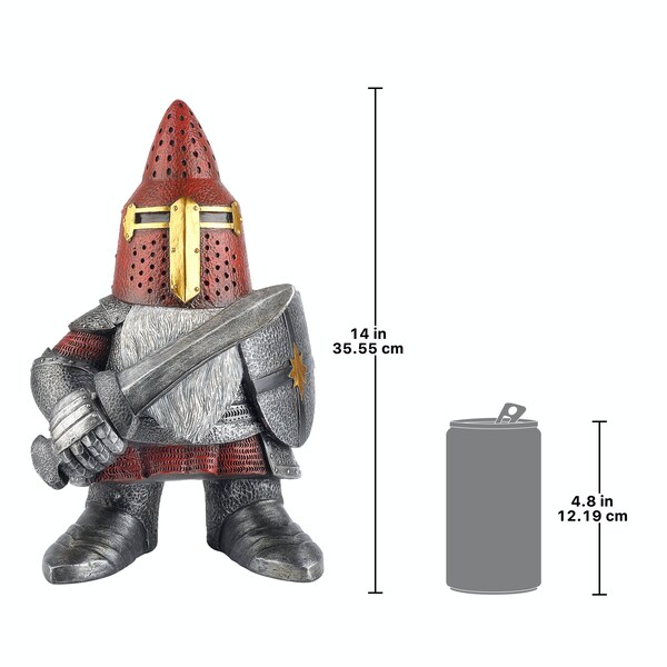 Design Toscano The Knight of the Round Mushroom Medieval Garden Gnome Warrior Statue - QM23010