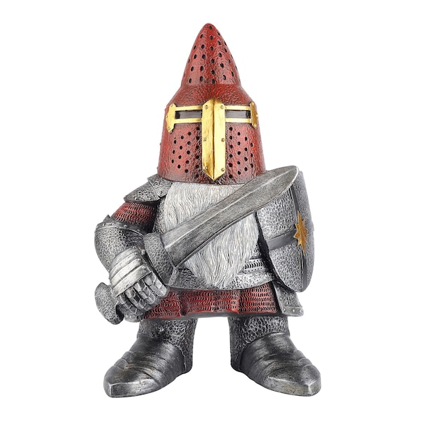 Design Toscano The Knight of the Round Mushroom Medieval Garden Gnome Warrior Statue - QM23010