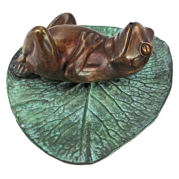 Design Toscano Spitting Frog on Lily Pad Bronze Garden Statue - SU5080