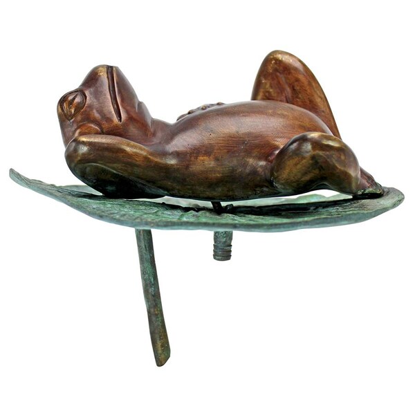 Design Toscano Spitting Frog on Lily Pad Bronze Garden Statue - SU5080