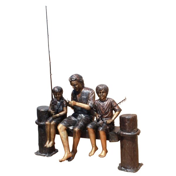 Design Toscano Fishing Family Cast Bronze Garden Statue - PB1050