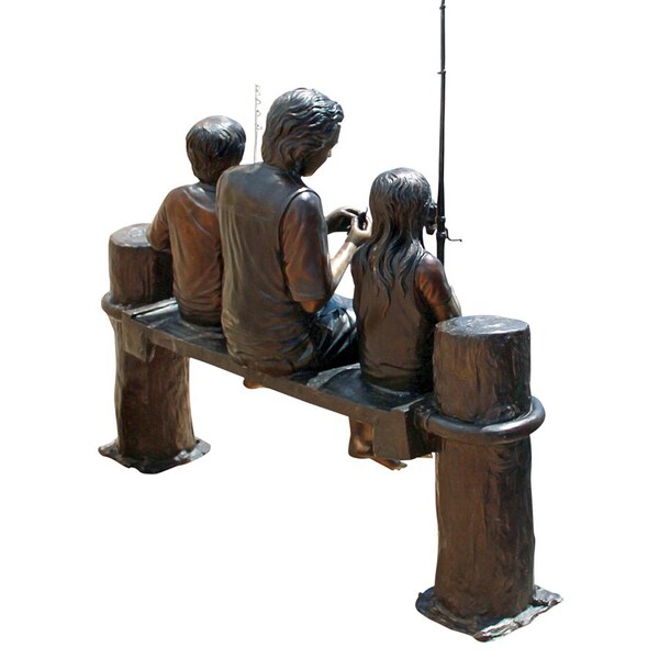 Design Toscano Fishing Family Cast Bronze Garden Statue - PB1050