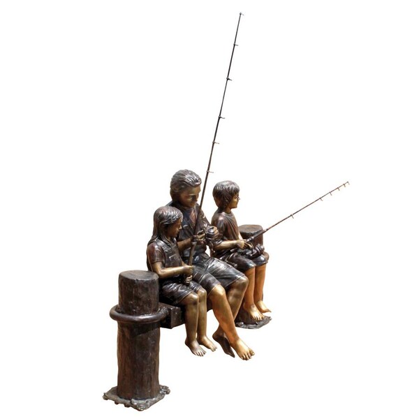 Design Toscano Fishing Family Cast Bronze Garden Statue - PB1050