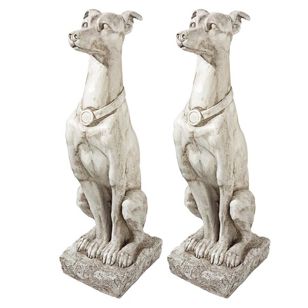 Design Toscano Art Deco Whippet Greyhound Sentinel Dog Statue: Set of Two - AL932920