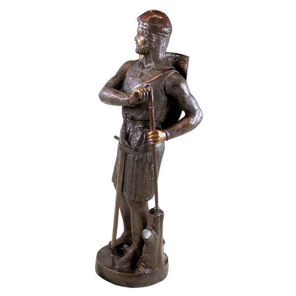 Design Toscano Battle Ready, Medieval Soldier Cast Bronze Garden Statue - SU2889