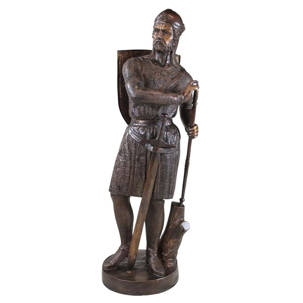 Design Toscano Battle Ready, Medieval Soldier Cast Bronze Garden Statue - SU2889