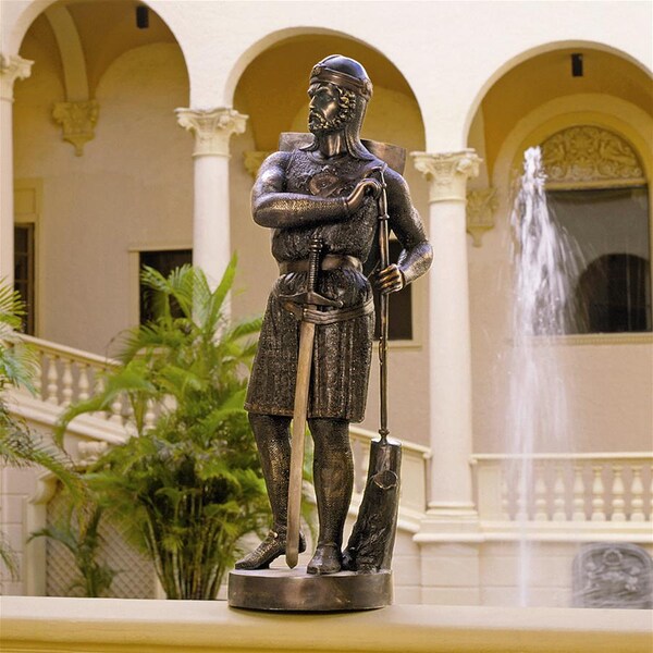 Design Toscano Battle Ready, Medieval Soldier Cast Bronze Garden Statue - SU2889
