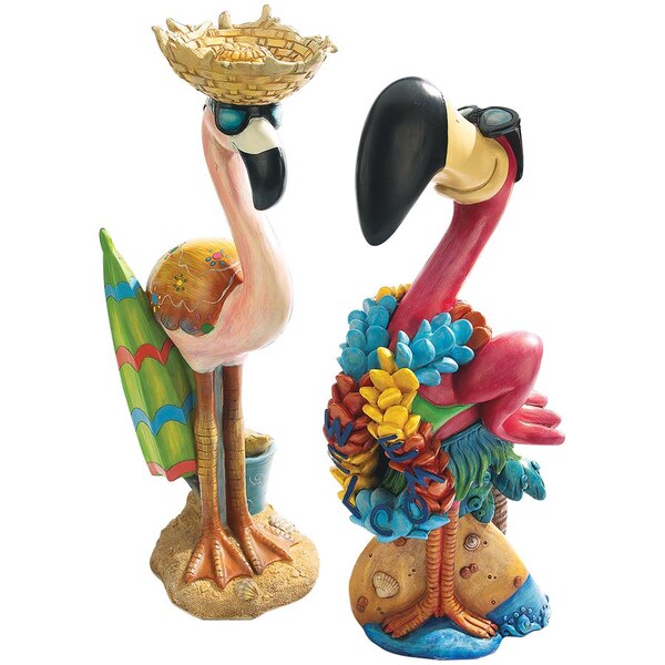 Design Toscano Pink Flamingo Garden Statues: Luau Larry & Flamingo Frank - HF9616576