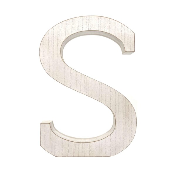 Palacedesigns 16 in. Distressed Wooden Initial Letter S Sculpture, White Wash - PA3105043