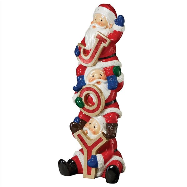Design Toscano The Christmas Crew Stacked Santa's Illuminated Holiday Sculpture - DB383105