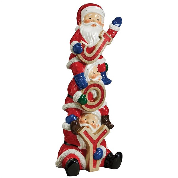 Design Toscano The Christmas Crew Stacked Santa's Illuminated Holiday Sculpture - DB383105
