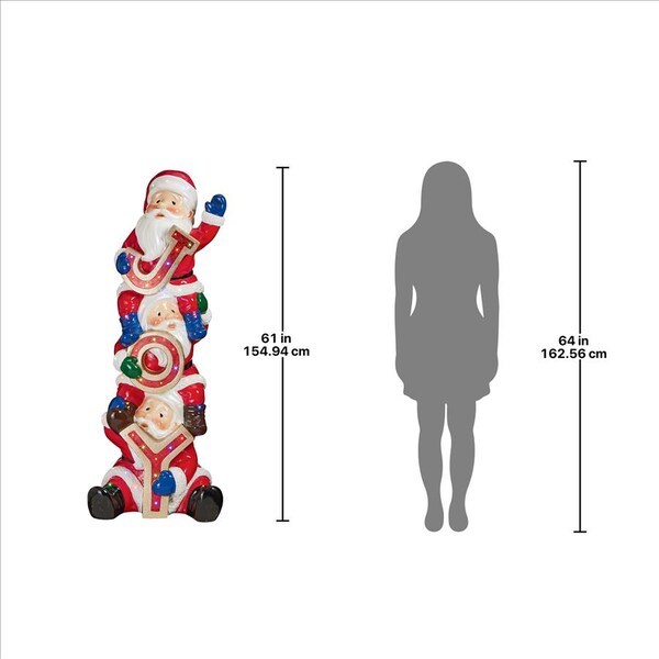 Design Toscano The Christmas Crew Stacked Santa's Illuminated Holiday Sculpture - DB383105