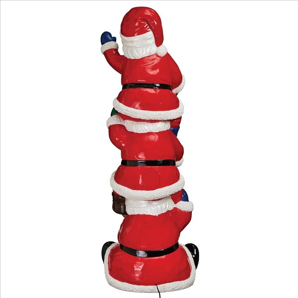 Design Toscano The Christmas Crew Stacked Santa's Illuminated Holiday Sculpture - DB383105